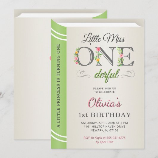 Whimsical Little Miss Onederful 1e verjaardag Kaart (Voorkant / Achterkant)