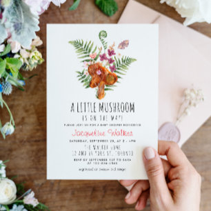Whimsical Little Mushroom Baby shower Kaart