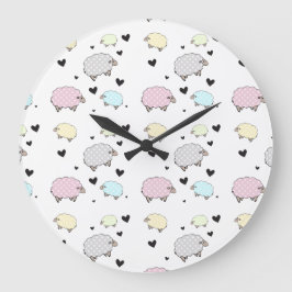 Whimsical Little Pastel Sheep Clock Grote Klok
