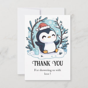 Whimsical Little Penguin Baby shower Bedankkaart