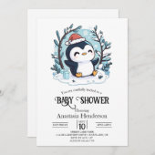 Whimsical Little Penguin Baby shower Kaart (Voorkant / Achterkant)