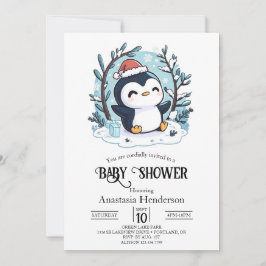 Whimsical Little Penguin Baby shower Kaart