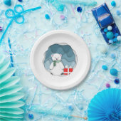 Whimsical Little Polar Beer met Red Cadeau Papieren Bordje (Feest)