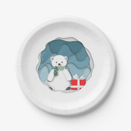 Whimsical Little Polar Beer met Red Cadeau Papieren Bordje