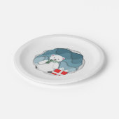 Whimsical Little Polar Beer met Red Cadeau Papieren Bordje (Gekanteld)