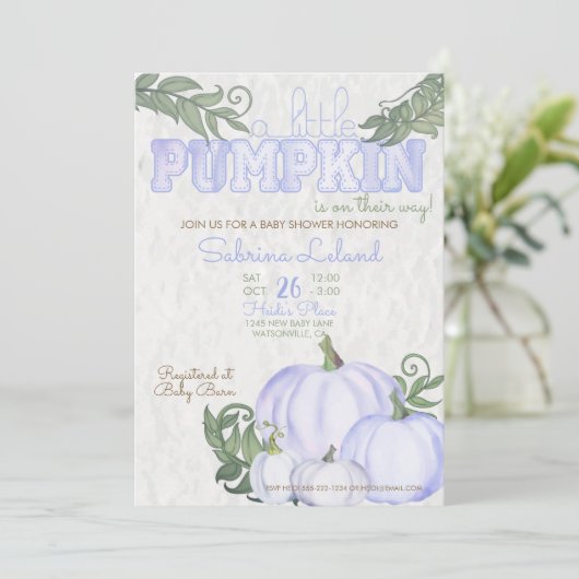 Whimsical Little Pumpkin Violet Girl Baby shower Kaart (Staand voorkant)