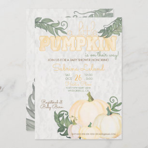 Whimsical Little Pumpkin Yellow Baby shower Kaart
