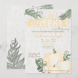 Whimsical Little Pumpkin Yellow Baby shower Kaart