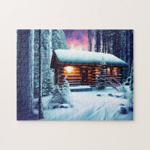 Whimsical Little Rustic Log Cabin in the Bossen Legpuzzel