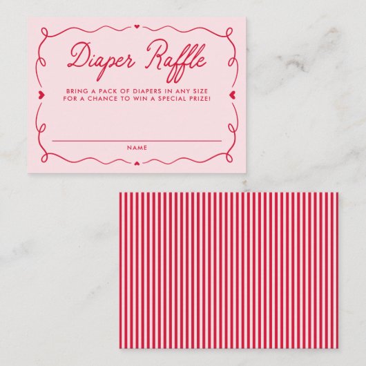 Whimsical Little Sweetheart Diaper Raffle Informatiekaartje (Voorkant / Achterkant)