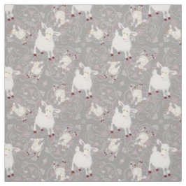 Whimsical Little White Goats and Flowers Stof
