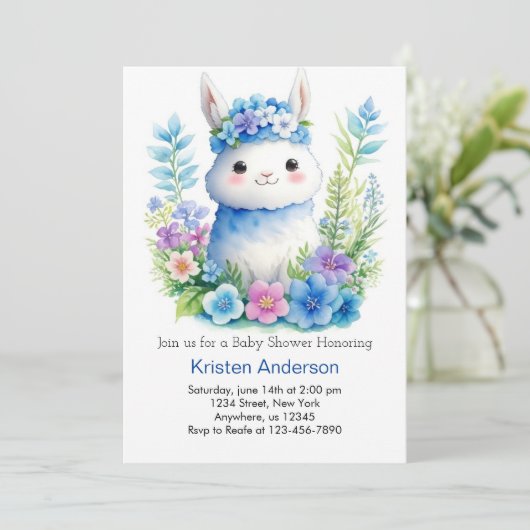 Whimsical Llama Adventure wacht op Boy Baby shower Kaart (Staand voorkant)