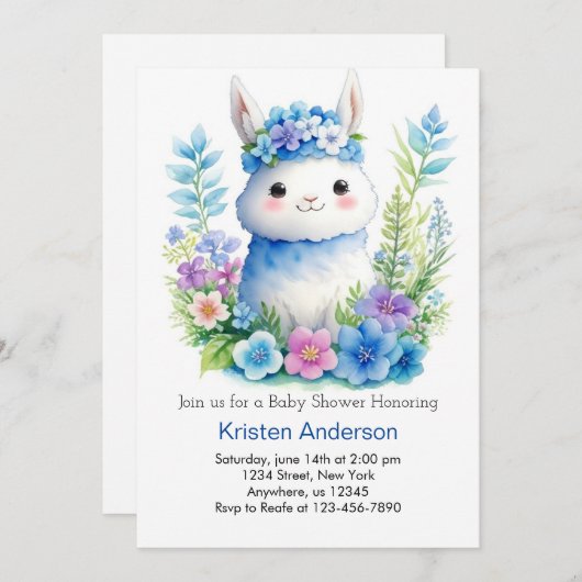 Whimsical Llama Adventure wacht op Boy Baby shower Kaart (Voorkant / Achterkant)