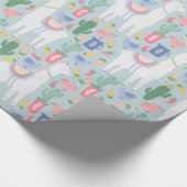 Whimsical Llama en Rainbow Cadeaupapier (Hoek)