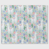 Whimsical Llama en Rainbow Cadeaupapier (Vlak)