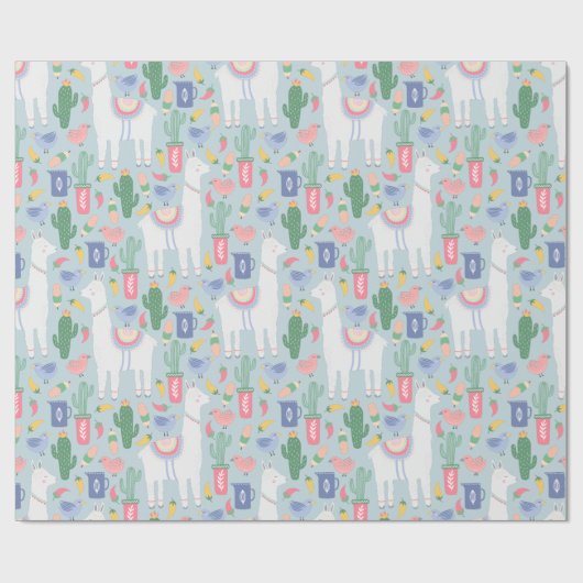 Whimsical Llama en Rainbow Cadeaupapier (Vlak)