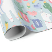 Whimsical Llama en Rainbow Cadeaupapier (Rol Hoek)