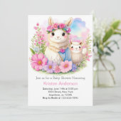 Whimsical Llama Meisje Baby shower Kaart (Staand voorkant)