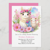 Whimsical Llama Meisje Baby shower Kaart (Voorkant / Achterkant)