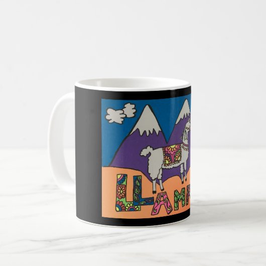 Whimsical Llama-Mok Koffiemok (Voorkant links)