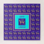 Whimsical Llamas Happy Hanukkah 20"x20" Puzzle Legpuzzel<br><div class="desc">This Whimsical Llamas Happy Hanukkah 20"x20" Puzzle makes a fun new Hanukkah tradition for your family and friends, and a great gift item for anyone. It features Whimsical Llamas with fully lit menorahs on their backs in a repeat pattern, with a Happy Hanukkah wish in the center. May your candles...</div>