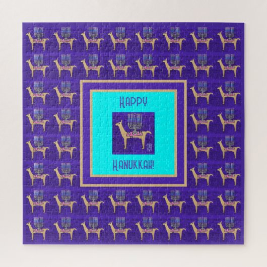 Whimsical Llamas Happy Hanukkah 20"x20" Puzzle Legpuzzel (Verticaal)