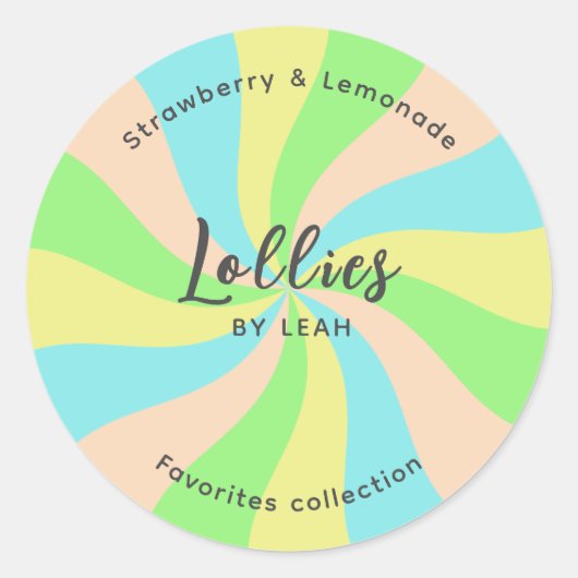 Whimsical Lollies bedrijf uw logo Ronde Sticker (Voorkant)