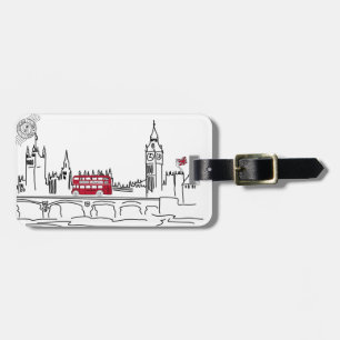 Whimsical London bagagelabel