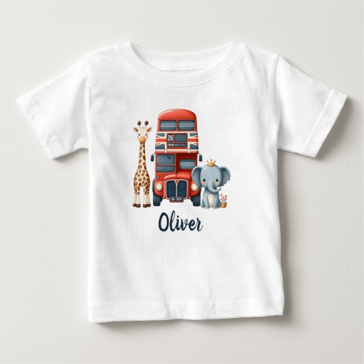 Whimsical London Bus met Giraffe & Olifant (Voorkant)