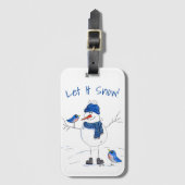 Whimsical Long-Legged Snowman Bagagelabel (Voorkant (verticaal))