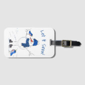 Whimsical Long-Legged Snowman Bagagelabel (Voorkant (horizontaal))