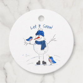 Whimsical Long-Legged Snowman Bedankjes Labels