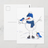 Whimsical Long-Legged Snowman Briefkaart (Voorkant / Achterkant)