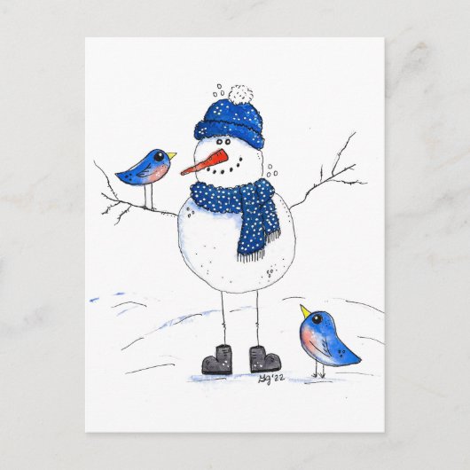 Whimsical Long-Legged Snowman Briefkaart (Voorkant)