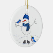 Whimsical Long-Legged Snowman Keramisch Ornament (Rechts)