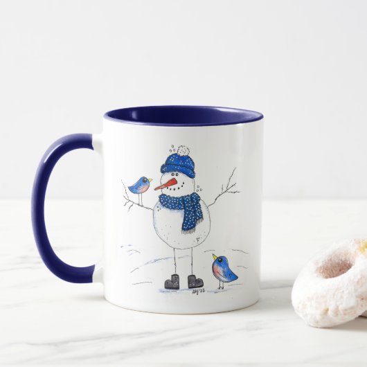 Whimsical Long-Legged Snowman Mok (Met donut)