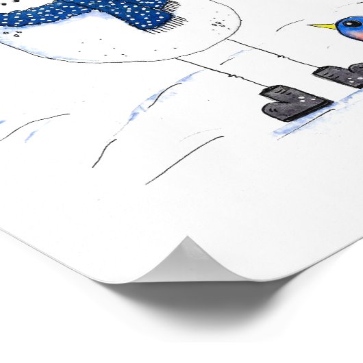 Whimsical Long-Legged Snowman Poster (Hoek)