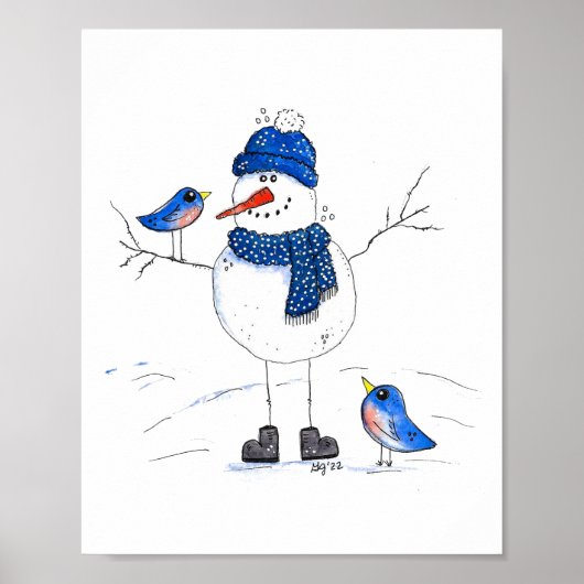 Whimsical Long-Legged Snowman Poster (Voorkant)