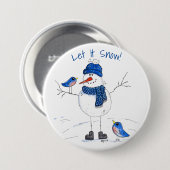 Whimsical Long-Legged Snowman Ronde Button 7,6 Cm (Voorkant /achterkant)