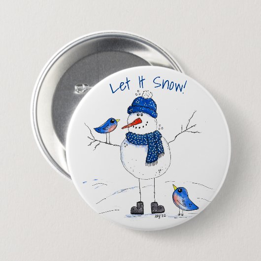 Whimsical Long-Legged Snowman Ronde Button 7,6 Cm (Voorkant /achterkant)