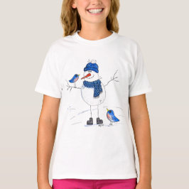 Whimsical Long-Legged Snowman T-shirt