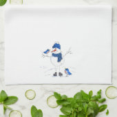 Whimsical Long-Legged Snowman Theedoek (Gevouwen)