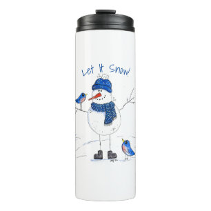 Whimsical Long-Legged Snowman Thermosbeker