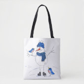 Whimsical Long-Legged Snowman Tote Bag (Voorkant)