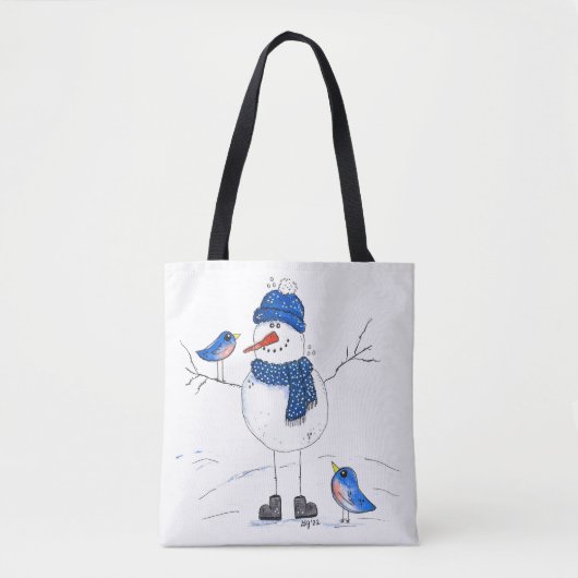Whimsical Long-Legged Snowman Tote Bag (Voorkant)