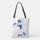 Whimsical Long-Legged Snowman Tote Bag (Achterkant)