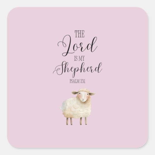 Whimsical Lord is Mijn Herder Psalm 23:1 Vierkante Sticker (Voorkant)