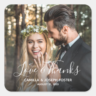 Whimsical Love and Bedankt Wedding Photo Vierkante Sticker