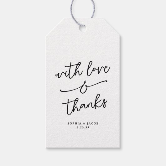 Whimsical Love and Thanks Handwritten Wedding Cadeaulabel (Voorkant)