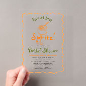 Whimsical Love At First Spritz Funky Bruiloftsfees Acryl Uitnodigingen (Insitu (Draagbaar))